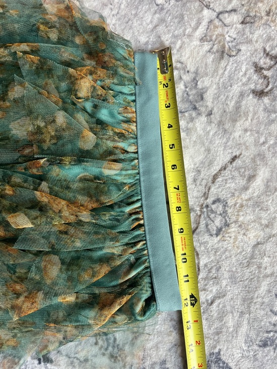 Green Floral Tulle Skirt Tiered Midi/ Boho Cottagecore Romantic Skirt - Picture 7 of 7
